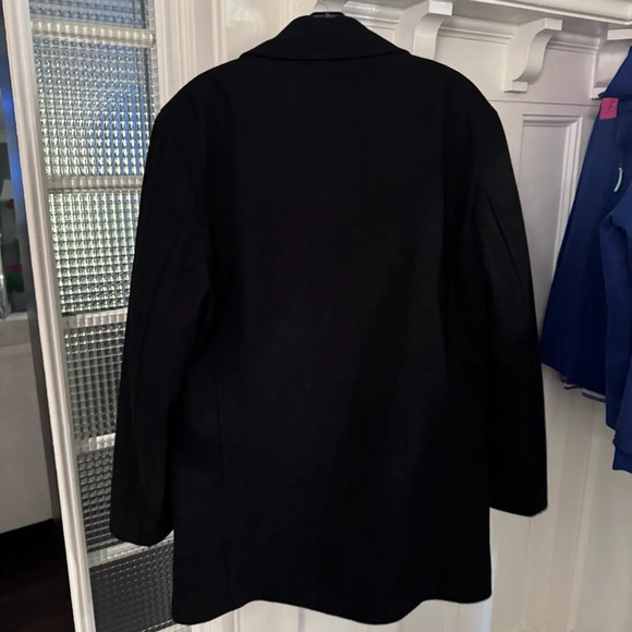 NEW Lauren Ralph Lauren Mens Peacoat 40R Black Double Breasted Wool Blend Coat - Picture 2 of 14